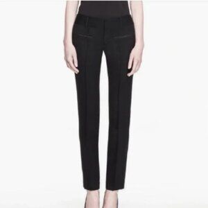 Helmut Lang Black Cotton Twill Faux Leather Trim Pocket Straight Leg Trouser 2